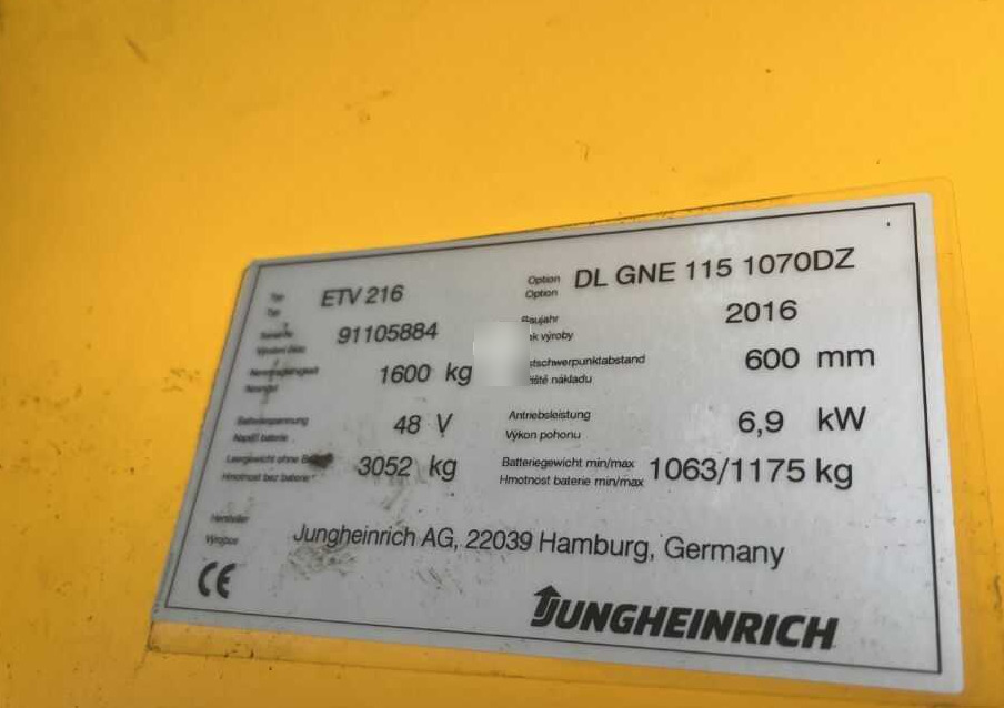Jungheinrich ETV216 - Työntömastotrukki: kuva  Jungheinrich ETV216 - Työntömastotrukki Jungheinrich ETV216 - Työntömastotrukki: kuva  Jungheinrich ETV216 - Työntömastotrukki