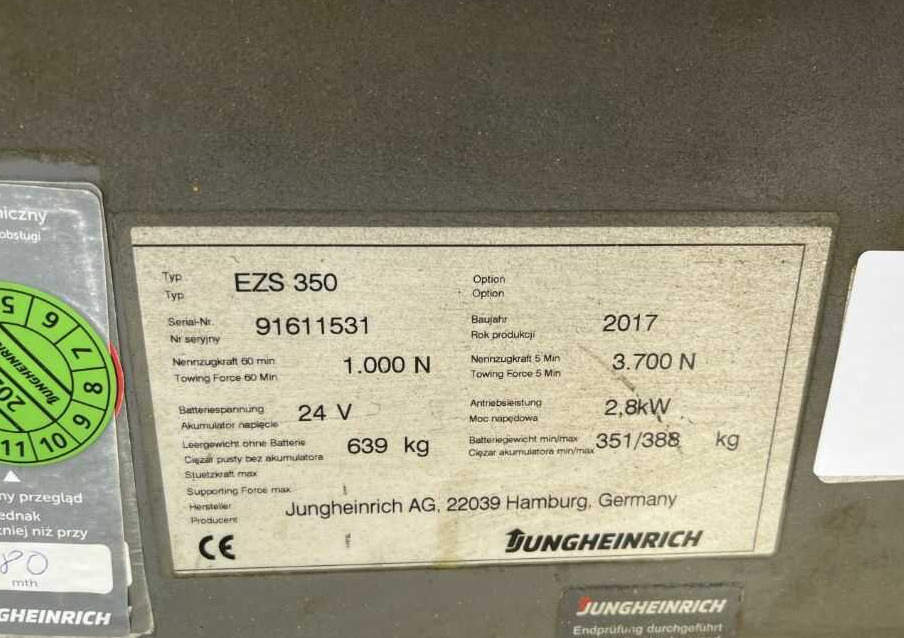 Jungheinrich EZS350 - Vetotrukki: kuva Jungheinrich EZS350 - Vetotrukki Jungheinrich EZS350 - Vetotrukki: kuva Jungheinrich EZS350 - Vetotrukki