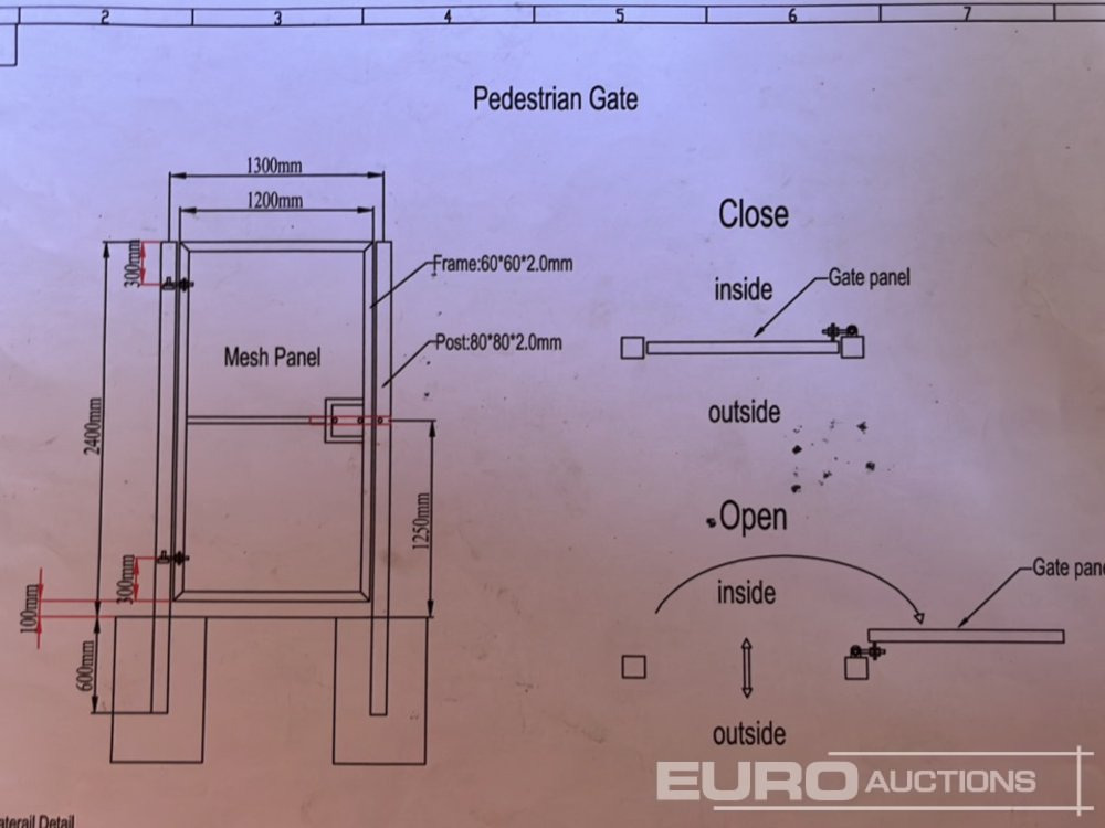 Rakennustarvikkeet 1.2m x 2.4m Pedestrian Gate, Heavy Duty Galvanized Powder Coated, 80mm x 80mm x 3m Post (2 of), Assembly Kit (Black): kuva Rakennustarvikkeet 1.2m x 2.4m Pedestrian Gate, Heavy Duty Galvanized Powder Coated, 80mm x 80mm x 3m Post (2 of), Assembly Kit (Black)
