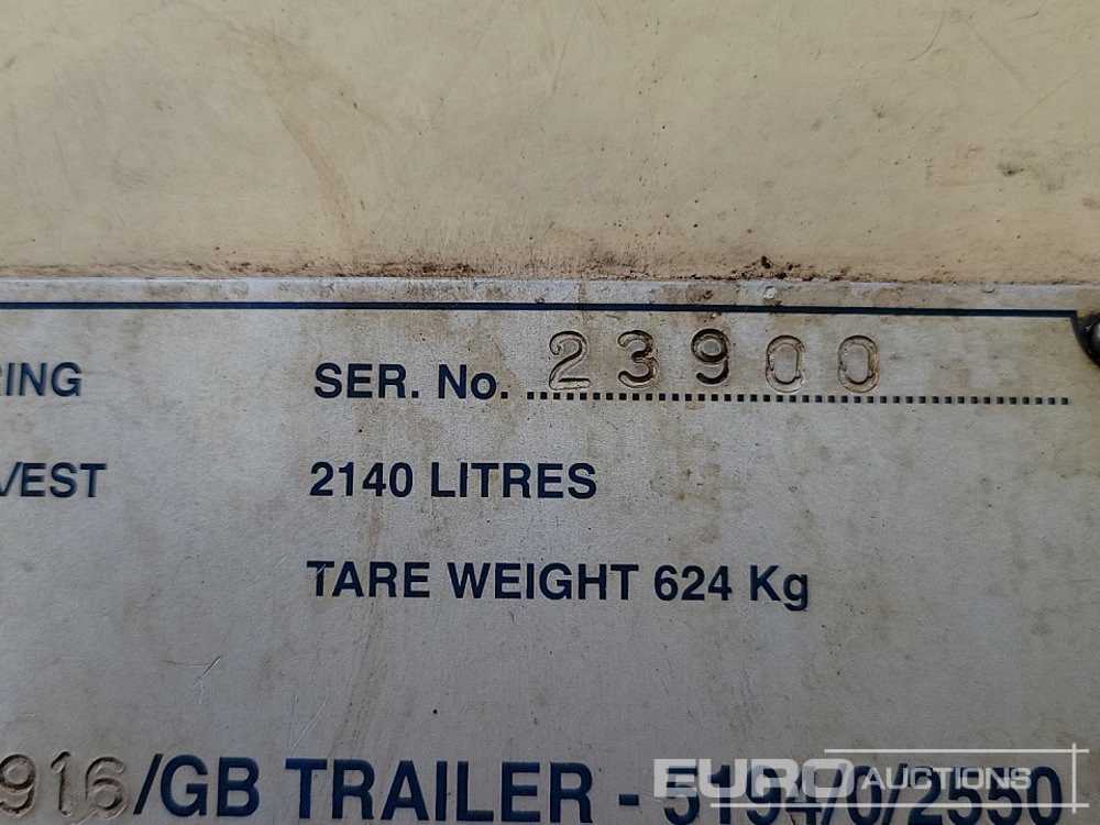 Varastosäiliö Trailer Engineering 2183 Litre Single Axle Bunded Fuel Bowser, Electric Pump, Flow Meter: kuva Varastosäiliö Trailer Engineering 2183 Litre Single Axle Bunded Fuel Bowser, Electric Pump, Flow Meter
