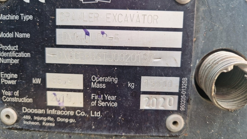 Telakaivukone Doosan DX 140 LCR: kuva Telakaivukone Doosan DX 140 LCR