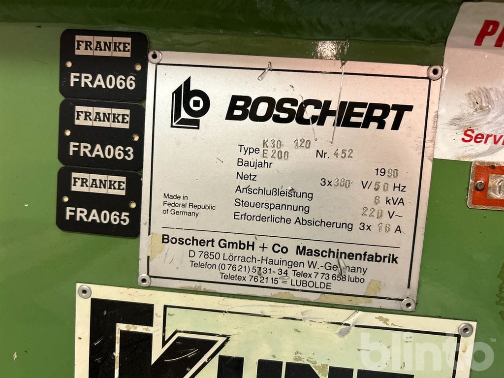 Boschert K30-120 E200 - Työstökone: kuva Boschert K30-120 E200 - Työstökone Boschert K30-120 E200 - Työstökone: kuva Boschert K30-120 E200 - Työstökone